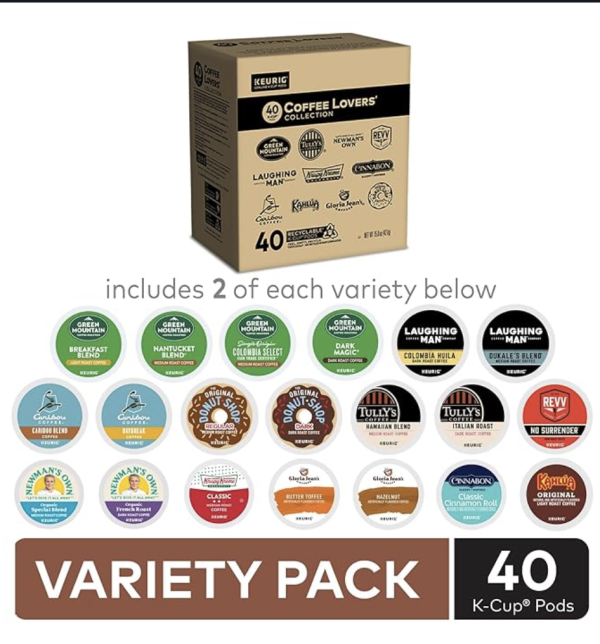 Keurig Coffee Lovers' Collection Sampler Pack, Single-Serve K-Cup Pods, Compatible with all Keurig 1.0/Classic, 2.0 and K-Café Coffee Makers, Variety Pack, 40 Count